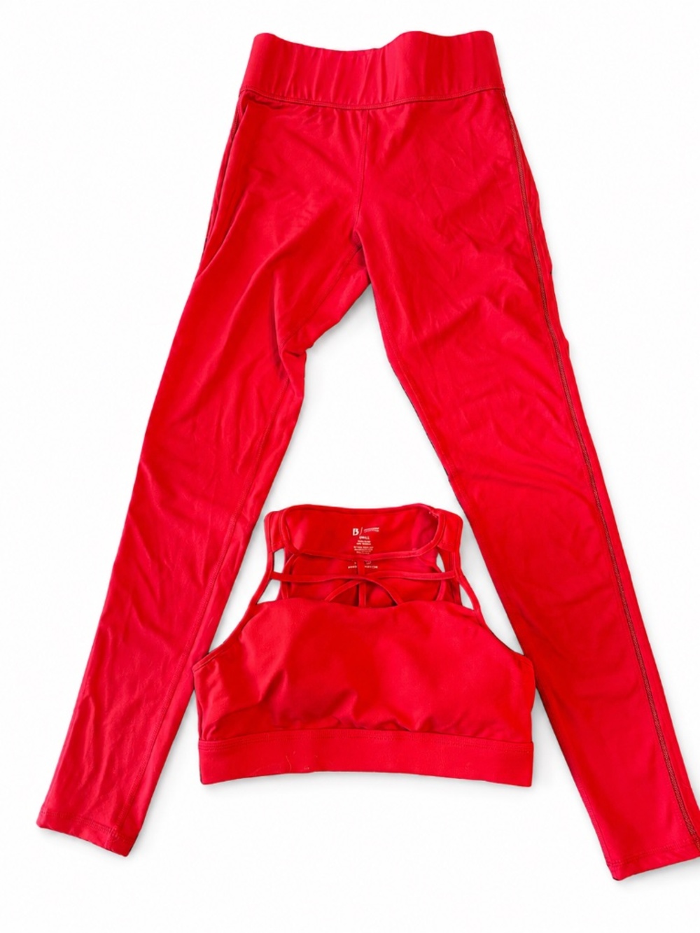 BuffBunny Red Leggings and Strappy Sports Bra Set